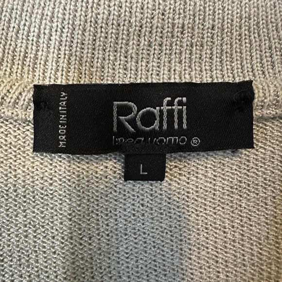 RAFFI Linea Uomo Italy  Long Sleeve Knits Polo Men's Size Large Tan/gray & Blue - Picture 4 of 10